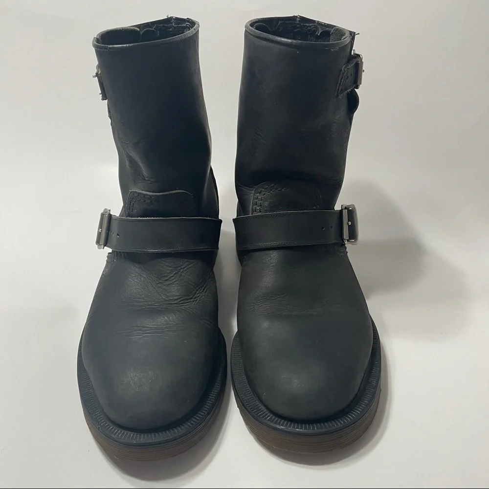 Rare Vintage Dr. Martens Motorcycle Boots Buckles Made in England 5 Black - Picture 2 of 15